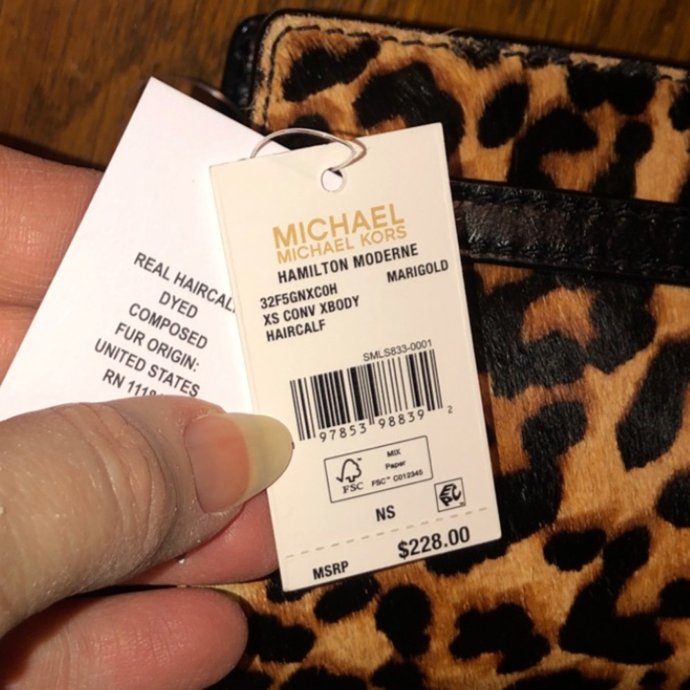NWT-Michael Kors-Hamilton Moderne-X-Small Convertible Crossbody-Leopard-CalfHair - Picture 13 of 16